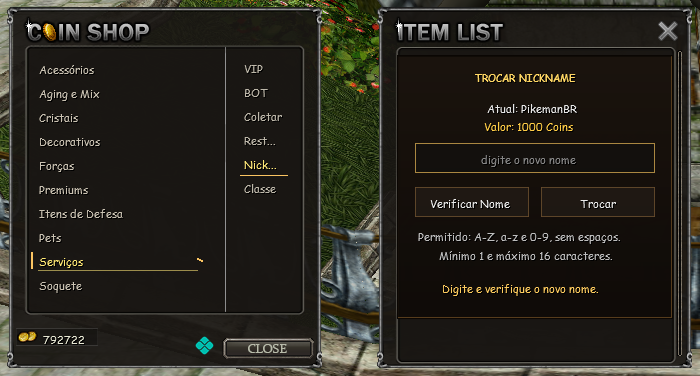Troca de Nickname
